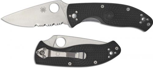 Spyderco Tenacious Lightweight Knife C122PSBK - Value Priced Folder - Part Serrated - Liner Lock - Black FRN Handle