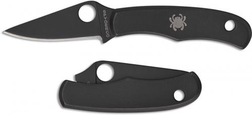 Spyderco Bug Slip Joint Knife - C133BKP - Black 3Cr13 Drop Point - Black Stainless Steel - Key Ring Hole