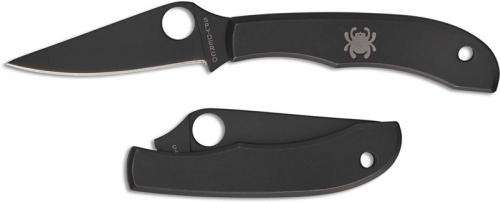 Spyderco Honeybee Slip Joint Knife - C137BKP - Black 3Cr13 Drop Point - Black Stainless Steel - Key Ring Hole