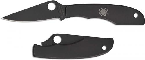 Spyderco Grasshopper Slip Joint Knife - C138BKP - Black Sandvik 12C27 Drop Point - Black Stainless Steel - Key Ring Hole