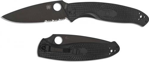 Spyderco Resilience Lightweight - C142PSBBK - Value Folder - Black Part Serrated - Black FRN - Liner Lock Folding Knife