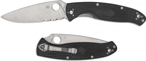 Spyderco Resilience Lightweight - C142PSBK - Value Folder - Part Serrated - Black FRN - Liner Lock Folding Knife