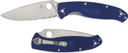 Spyderco Resilience Lightweight S35VN - C142PSBL - Part Serrated - Blue FRN - Liner Lock Folding Knife