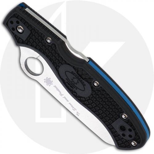 Spyderco Rescue 3 Lightweight - C14FSBKBL3 - Thin Blue Line - Serrated - Black / Blue FRN