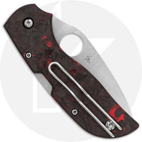 Spyderco Chaparral C152CFRDP Knife - Satin CTS XHP Leaf - Red Fatcarbon Carbon Fiber