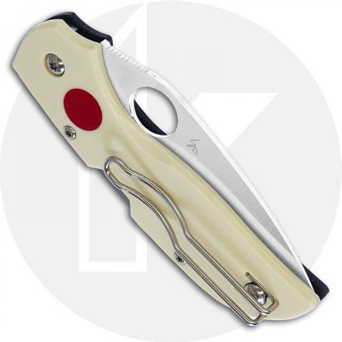 Spyderco Chaparral Sun and Moon C152GSMP - White G10 Side with Red Sun Inlay - Black G10 Side with Pearl Moon Inlay - Lock Back