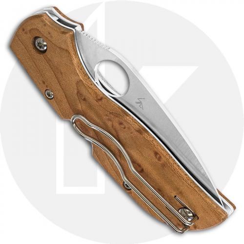 Spyderco Chaparral Knife - C152WDP - CTS XHP Leaf Blade - Birdseye Maple - Back Lock