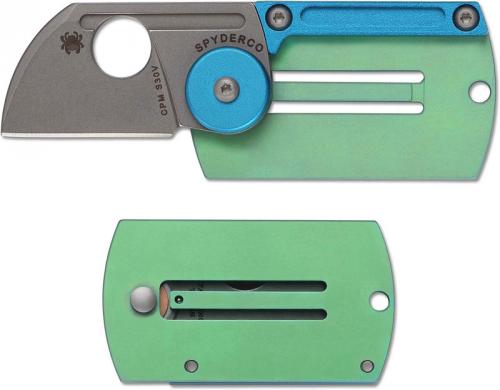 Spyderco Dog Tag Folder - C188ALTIP - Green and Blue - Discontinued Item - Serial Numbered BNIB