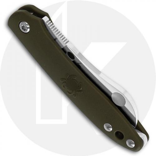 Spyderco Roadie Knife - C189PGR - Non Locking Sheepfoot - Olive Green FRN - Made in Italy