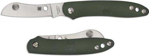 Spyderco Roadie Knife - C189PGR - Non Locking Sheepfoot - Olive Green FRN - Made in Italy