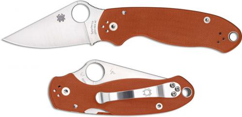 Spyderco Para 3 C223GPBORE CPM REX 45 Sprint Run Burnt Orange G10 USA Made
