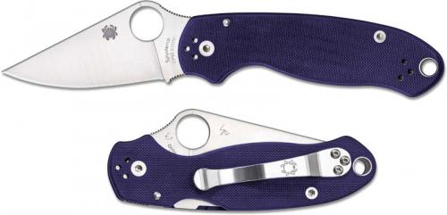 Spyderco C223GPDBL Para 3 S110V Compression Lock Satin Blade Blue G10 Folder USA Made