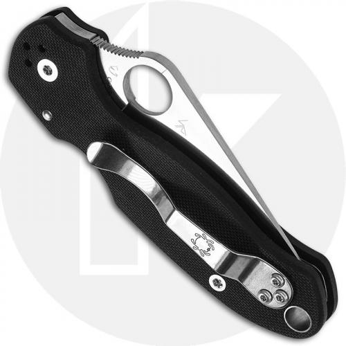 Spyderco C223GS Para 3, Serrated Compression Lock, Black G-10 Folding Knife