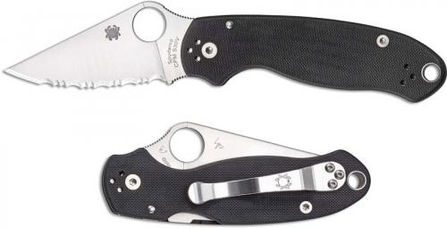 Spyderco C223GS Para 3, Serrated Compression Lock, Black G-10 Folding Knife