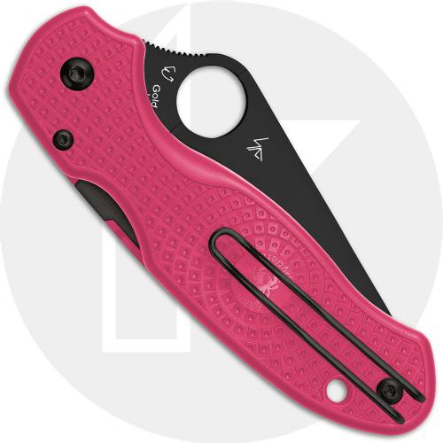 Spyderco Para 3 Lightweight C223PPNBK Knife - Black CTS BD1N Clip Point - Pink FRN - Compression Lock - USA Made