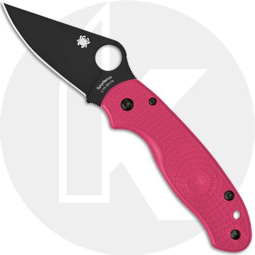 Spyderco Para 3 Lightweight C223PPNBK Knife - Black CTS BD1N Clip Point - Pink FRN - Compression Lock - USA Made