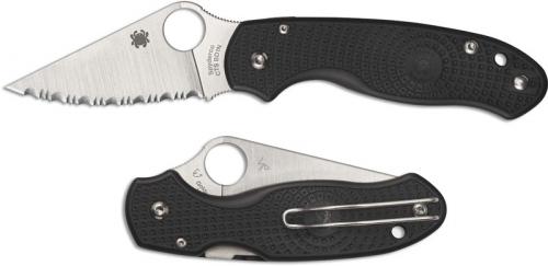 Spyderco C223SBK Para 3 Lightweight EDC Knife, Serrated Satin Blade, Black FRN Handle with Compression Lock USA Made