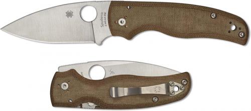 Spyderco Shaman Knife C229MPZW - Sprint Run - Z-Wear PM Blade - Brown Canvas Micarta Handle - USA Made