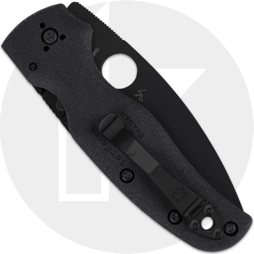 Spyderco Shaman Lightweight C229SBBK Knife - DLC Serrated CTS BD1N Leaf - Black FRN - USA Made