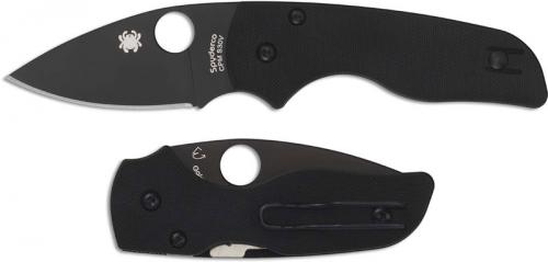 Spyderco Lil' Native Knife C230GPBBK Compact Folder Black DLC Blade Black G10 with Compression Lock