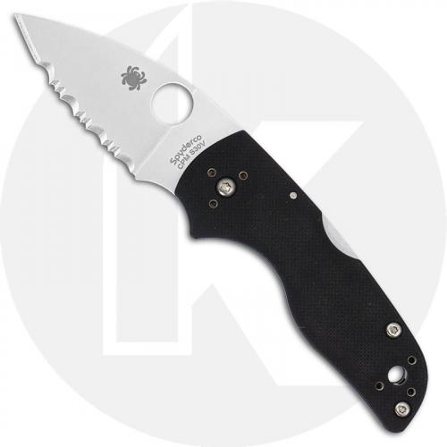 Spyderco Lil' Native Backlock Knife C230MBGS EDC Compact Folder Serrated Blade Black G10