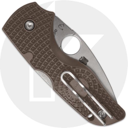 Spyderco Lil Native Lightweight C230PBN15V Knife - Sprint Run - 15V Leaf Blade - Brown FRN - USA Made
