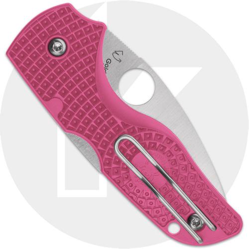 Spyderco Lil Native Lightweight C230PPN Knife - Satin CTS BD1N Leaf - Pink FRN - USA Made