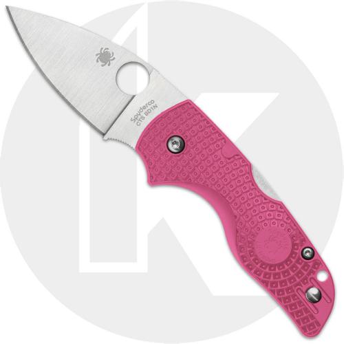 Spyderco Lil Native Lightweight C230PPN Knife - Satin CTS BD1N Leaf - Pink FRN - USA Made