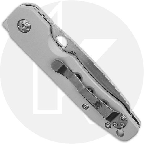 Spyderco Smock C240ALCWP Knife - Exclusive - Satin CPM CruWear Clip Point - Blasted Aluminum - Flipper Folder