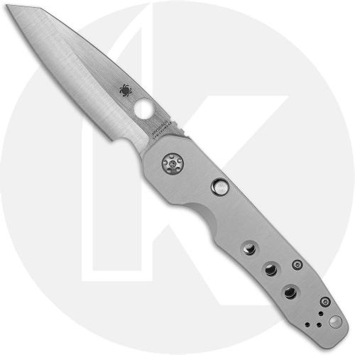 Spyderco Smock C240ALCWP Knife - Exclusive - Satin CPM CruWear Clip Point - Blasted Aluminum - Flipper Folder