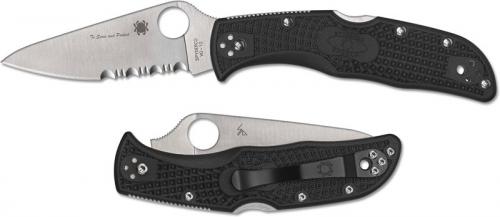 Spyderco Endela Lightweight - C243FPSBKBL - Thin Blue Line - Part Serrated - Black / Blue FRN