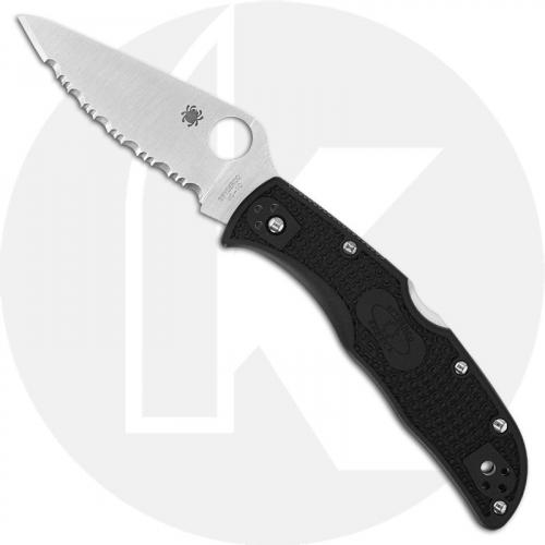 Spyderco C243SBK Endela Lightweight Knife - 3.41 Inch Serrated Drop Point, Black FRN Handle