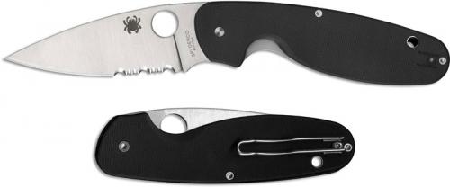 Spyderco C245GPS Emphasis Knife - 3.61 Inch Part Serrated Drop Point - Black G10 - Liner Lock