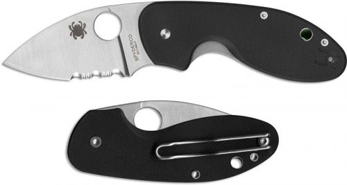 Spyderco C246GPS Insistent Knife - 2.48 Inch Part Serrated Drop Point - Black G10 - Liner Lock