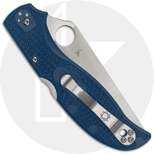 Spyderco Stretch 2 XL Lightweight C258PCBL Knife - Satin CPM SPY27 Drop Point - Cobalt Blue FRN