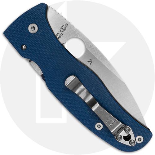 Spyderco Bodacious C263GPCBL Knife - Satin CPM SPY27 Leaf - Cobalt Blue G10 - USA Made