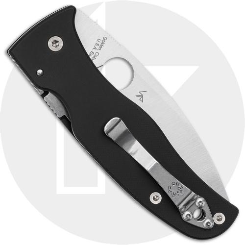 Spyderco Bodacious C263GS Knife - Satin Serrated CPM S30V Leaf - Black G10