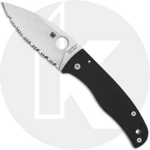 Spyderco Bodacious C263GS Knife - Satin Serrated CPM S30V Leaf - Black G10