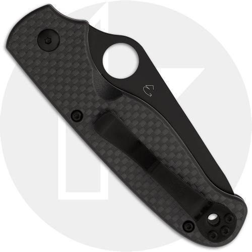Spyderco ButtonUp C275CFPBK Knife - Black Oxide 8Cr13MoV Modified Clip Point - Carbon Fiber/G10 Laminate