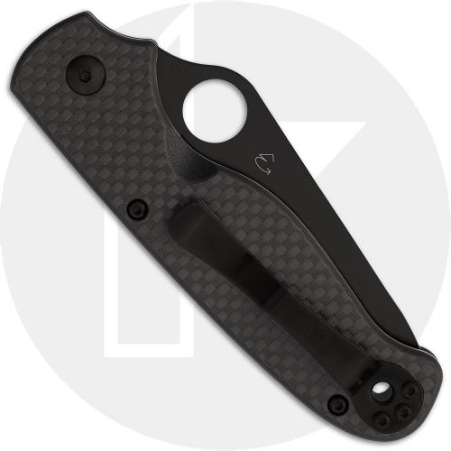 Spyderco ButtonUp C275CFPSBK Knife - Black Oxide Part Serrated 8Cr13MoV Modified Clip Point - Carbon Fiber/G10 Laminate