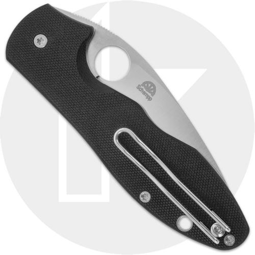 Spyderco Retract C276GP Knife - Satin 9Cr18MoV Curved Blade - Black G10- USA Made