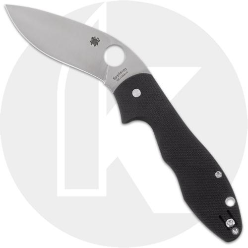 Spyderco Retract C276GP Knife - Satin 9Cr18MoV Curved Blade - Black G10- USA Made