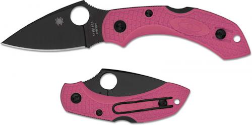 Spyderco Dragonfly 2 Lightweight Pink S30V - C28FPPNS30VBK2 - Black S30V Leaf Blade - Pink FRN - Lock Back