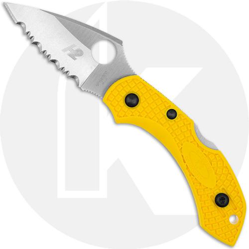 Spyderco Dragonfly 2 Lightweight Salt C28SYL2 Knife - Serrated H-2 - Yellow FRN