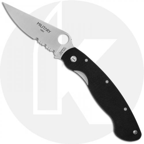 Spyderco Military Knife - C36GPSE - Part Serrated CPM 440V - Black G10 - Discontinued Item - Serial # - BNIB