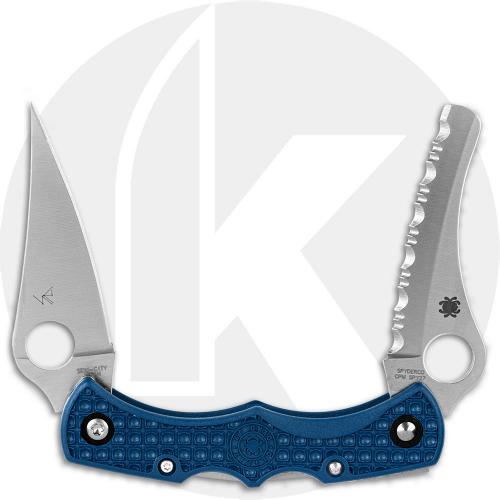Spyderco Dyad Jr. Lightweight C39P&SCBL Knife - Sprint Run - CPM SPY27 Clip Blade and Serrated Sheepfoot - Cobalt Blue FRN