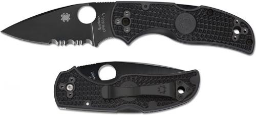 Spyderco Native 5 FRN Knife, Black Part Serrated, SP-C41PSBBK5