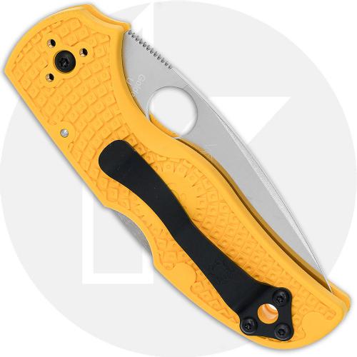 Spyderco Native Salt Knife C41SYL5 Rust Proof Serrated Leaf Blade Yellow FRN Handle USA Made