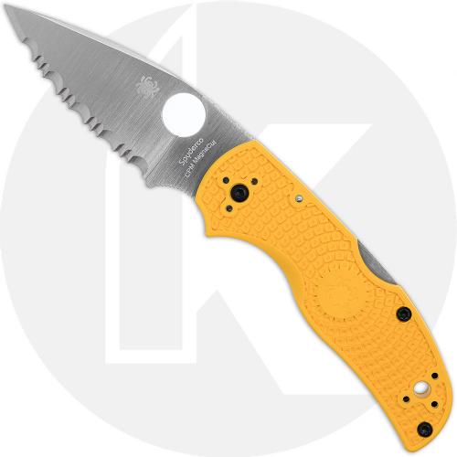 Spyderco Native Salt Knife C41SYL5 Rust Proof Serrated Leaf Blade Yellow FRN Handle USA Made