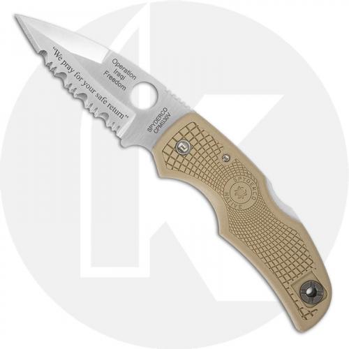 Spyderco Native C41TNPS - Operation Iraqi Freedom - Embellished Part Serrated CPM-S30V - Tan FRN - BNIB